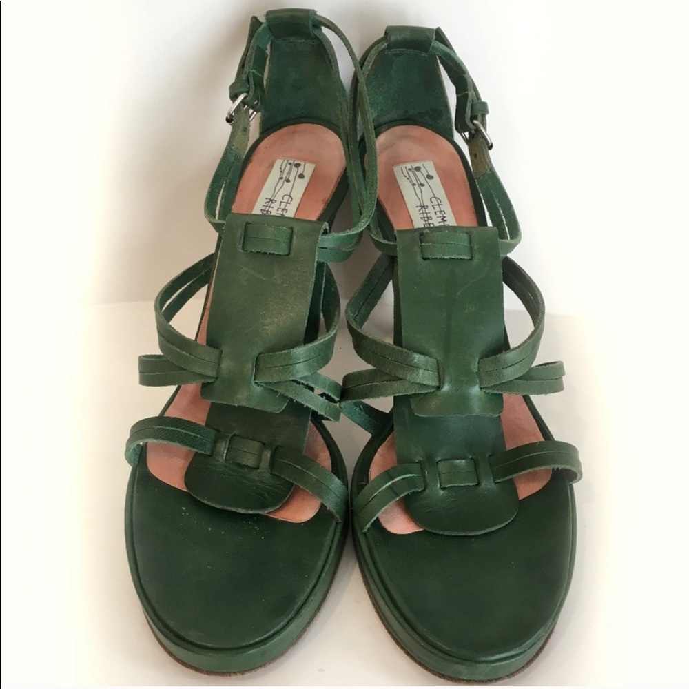 CLEMENTS RIBEIRO green leather sandal sz 38 (8)